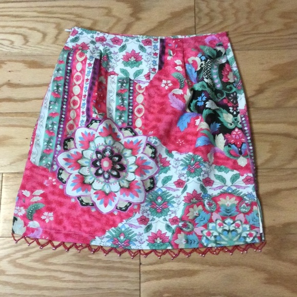 2 Boston Proper pink floral beaded pencil skirt - Picture 3 of 14